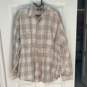 100% cotton Joseph Abboud Beige Plaid Casual Button Down Shirt